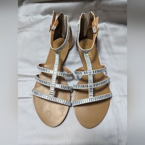 Size 8.5 Report Gladiator Sandals Nude with Silver Accents
